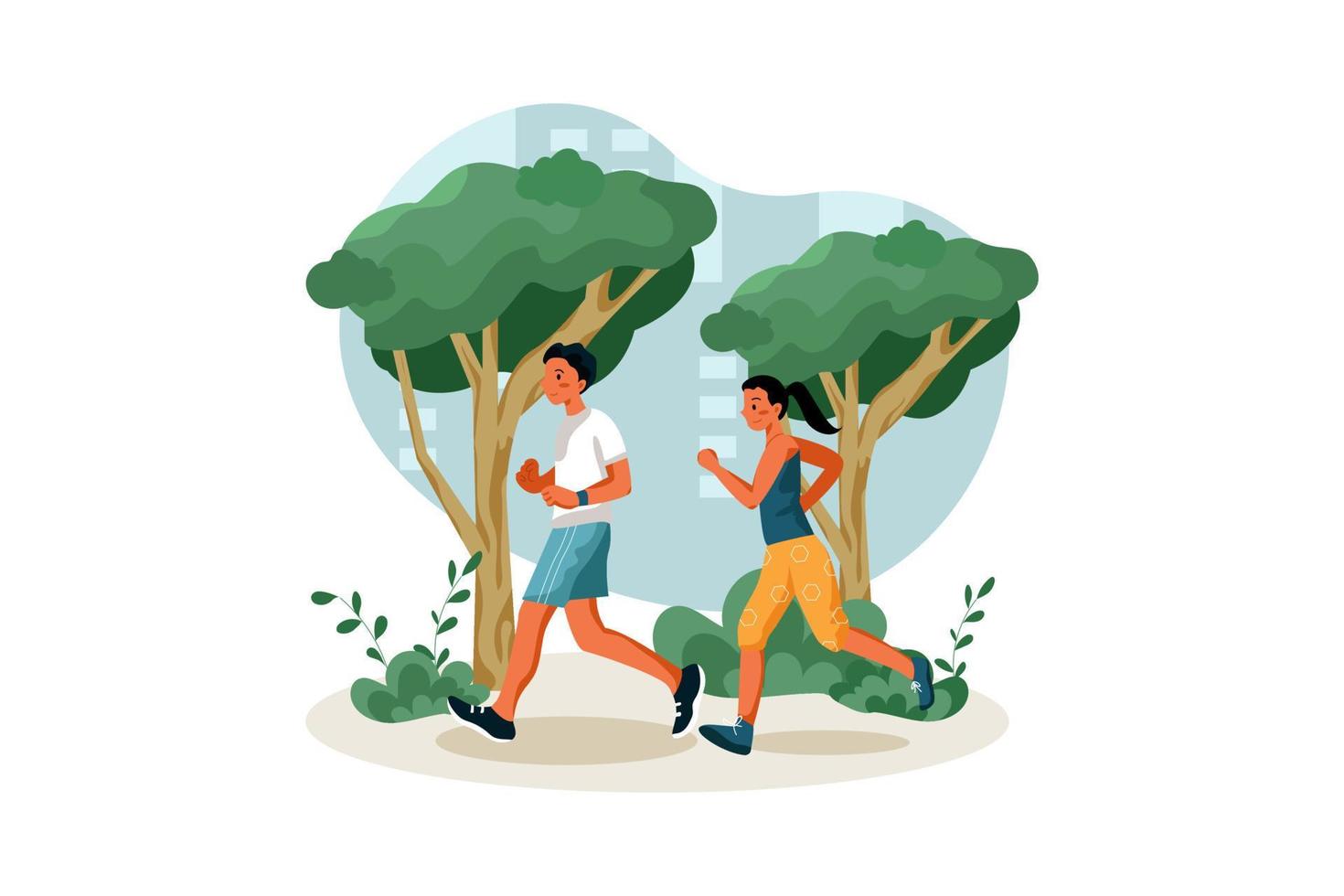 Jogging in the city park Illustration vector