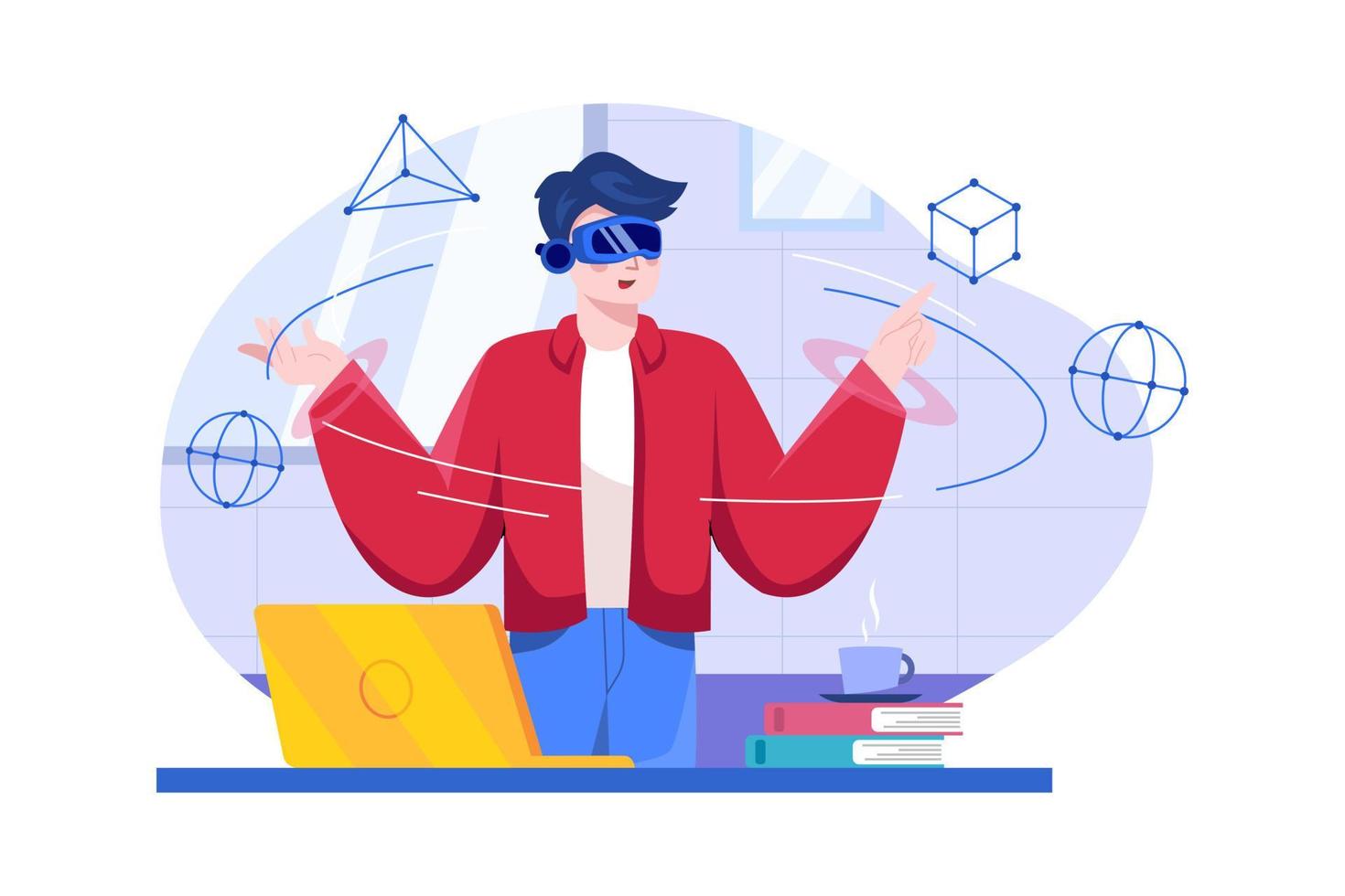 Man wearing VR glasses Illustration vector