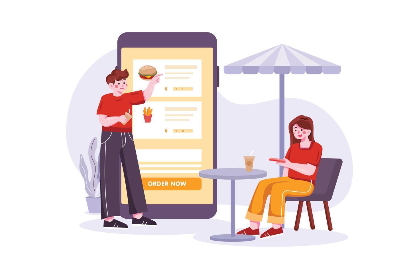 People Ordering Food Online Illustration concept. Flat illustration isolated on white background vector