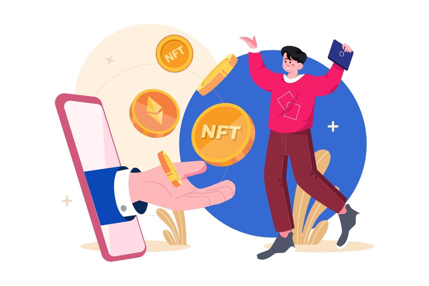 Digital Token NFT Illustration concept. Flat illustration isolated on white background vector