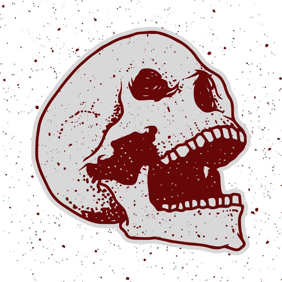 skull illustration with hand drawing style vector