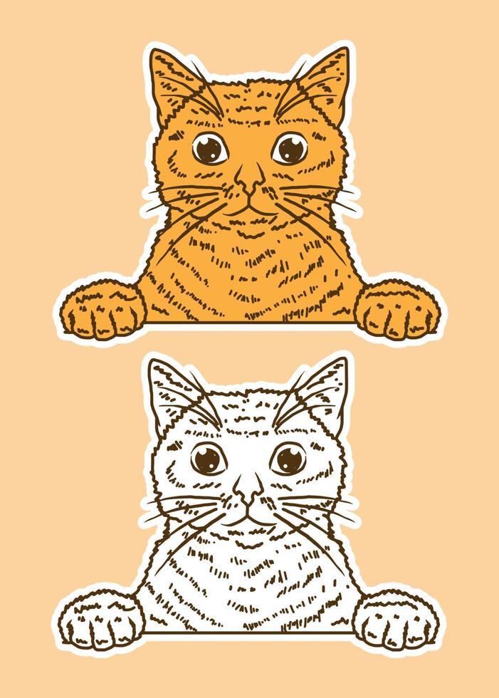 cute cat with doodle style vector