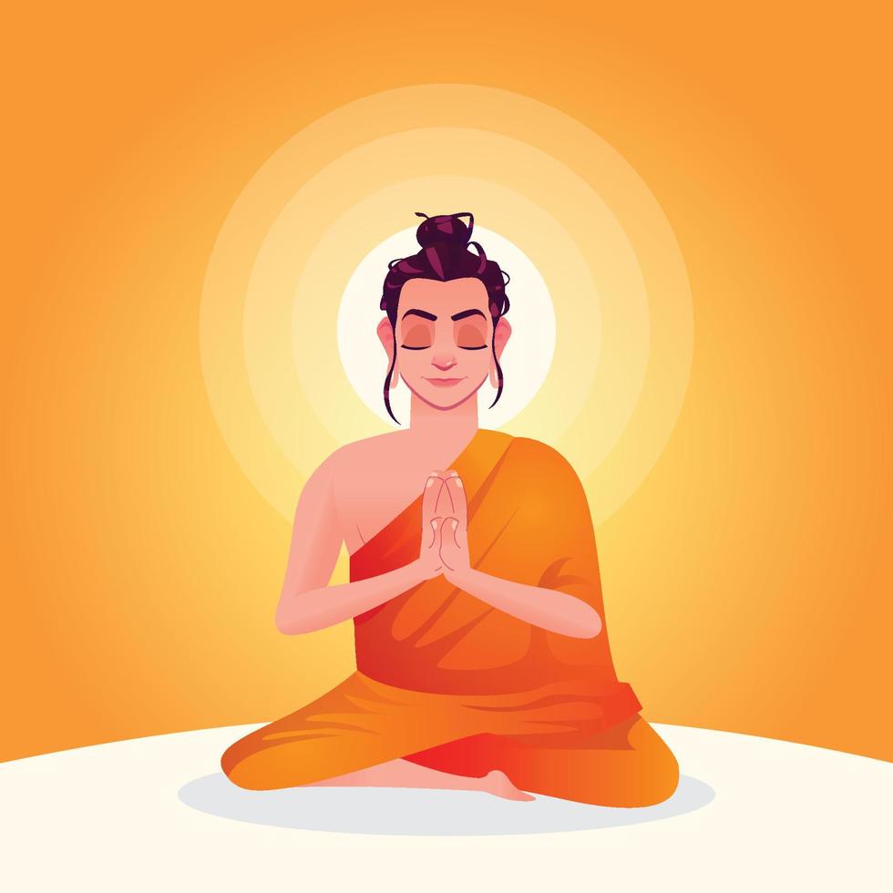 Realistic Vesak concept of meditating Buddha vector