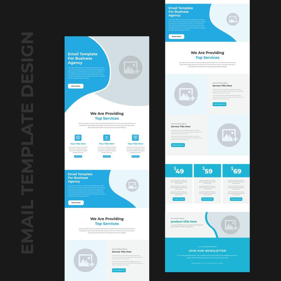 plantilla de boletín de correo electrónico para la promoción de servicios comerciales de marketing corporativo vector