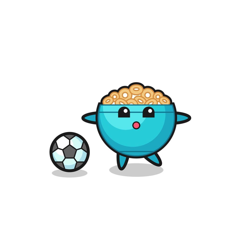 Illustration of cereal bowl cartoon is playing soccer vector