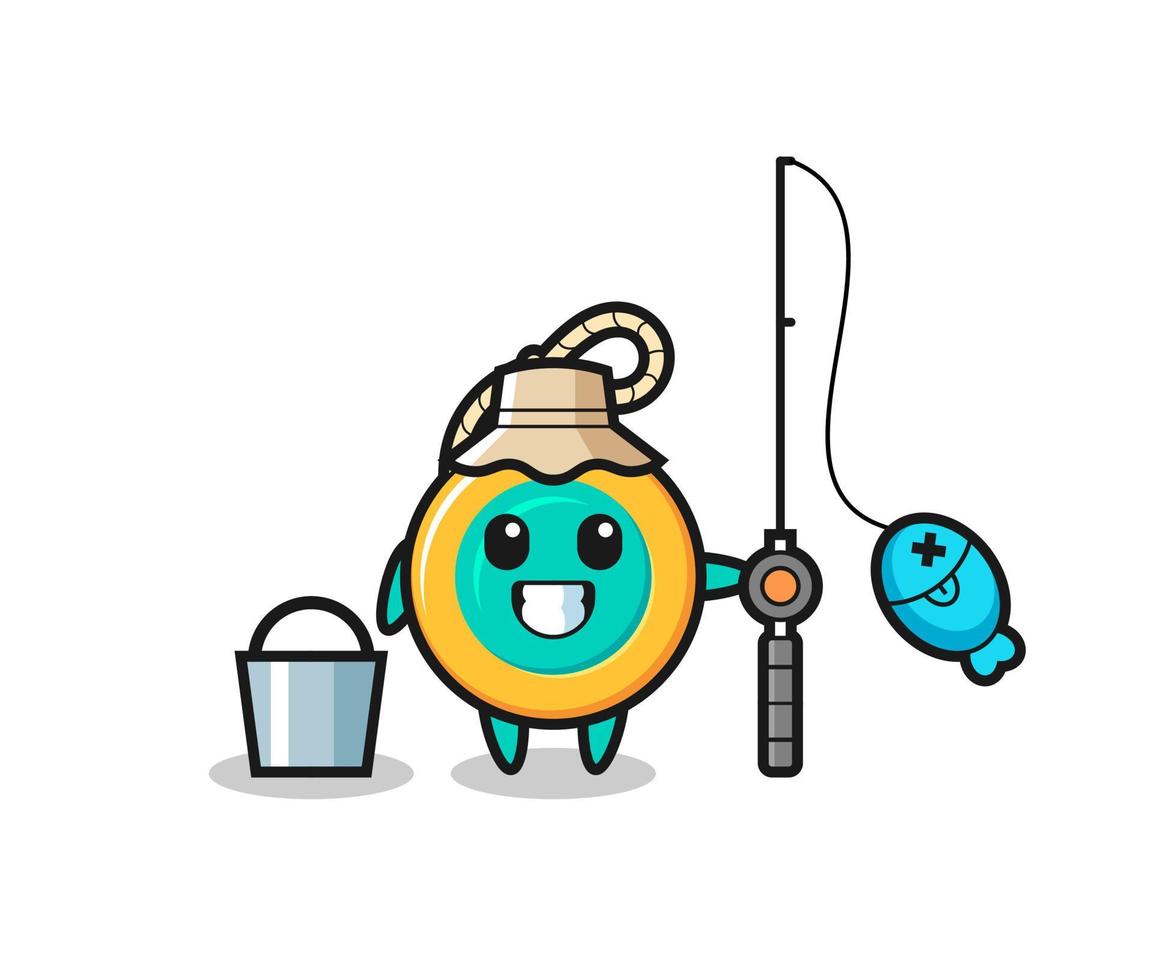 personaje mascota de yoyo como pescador vector