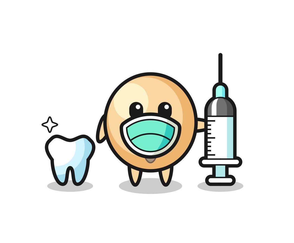 Mascot character of soy bean as a dentist vector