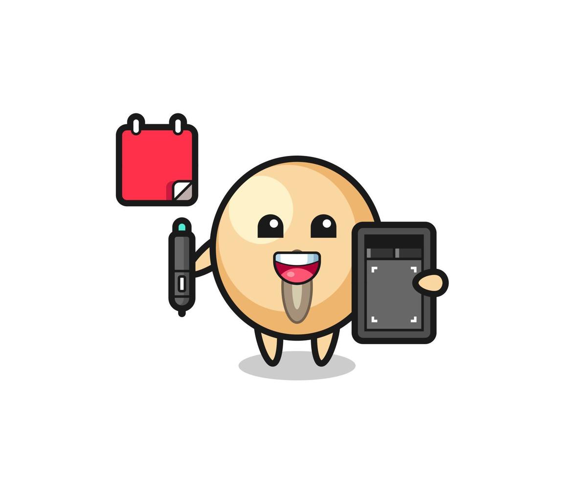 Illustration of soy bean mascot as a graphic designer vector
