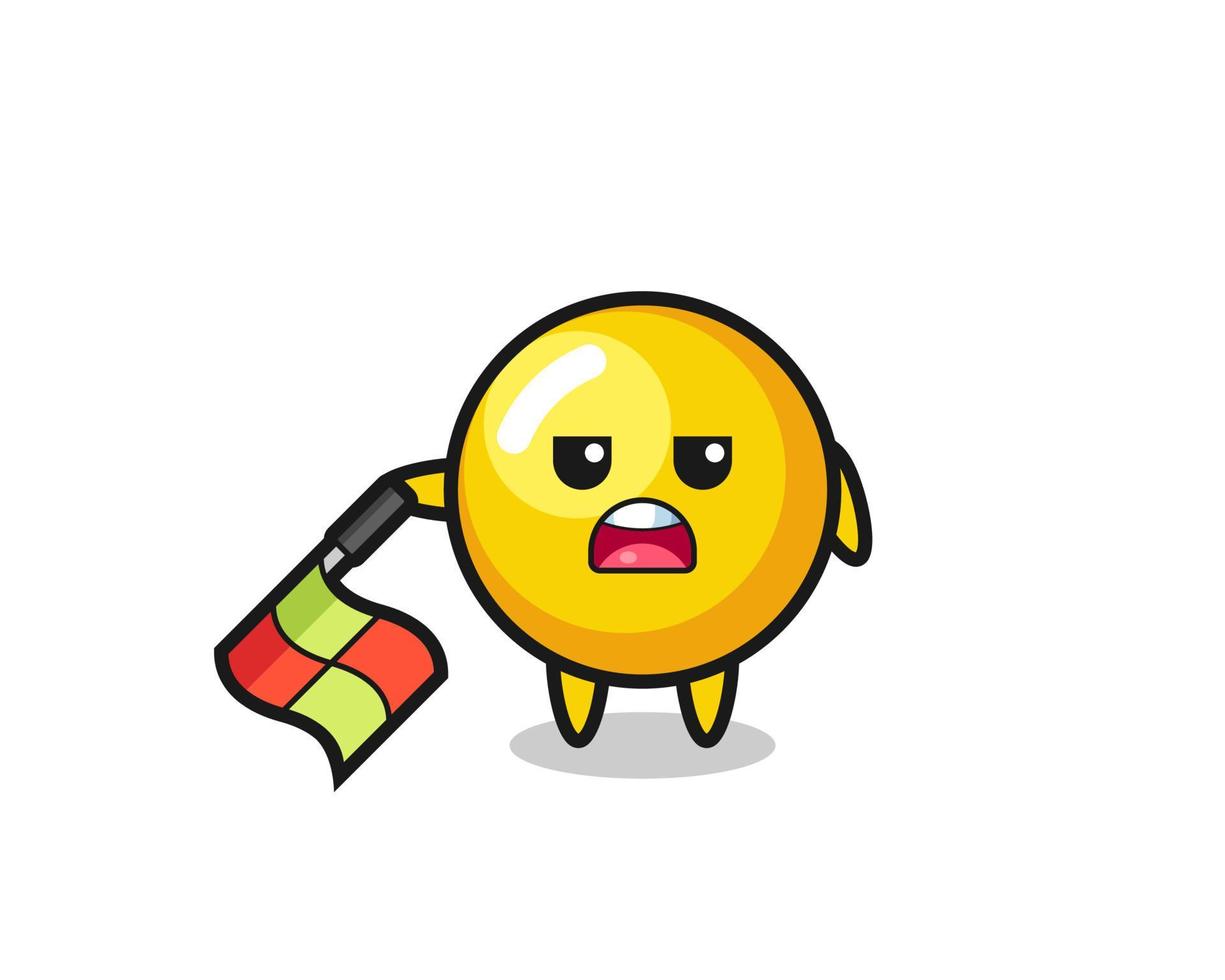 egg yolk character as line judge hold the flag down at a 45 degree angle vector
