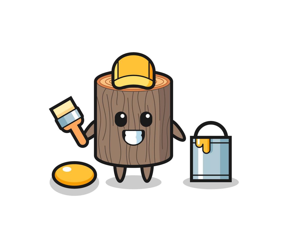 Character Illustration of tree stump as a painter vector