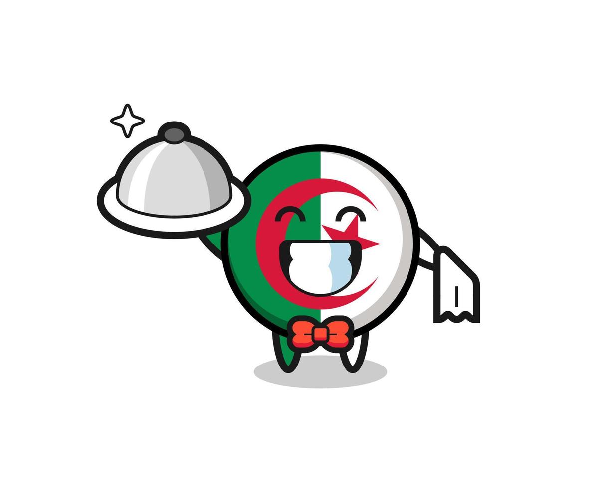 mascota del personaje de la bandera de Argelia como camareros vector