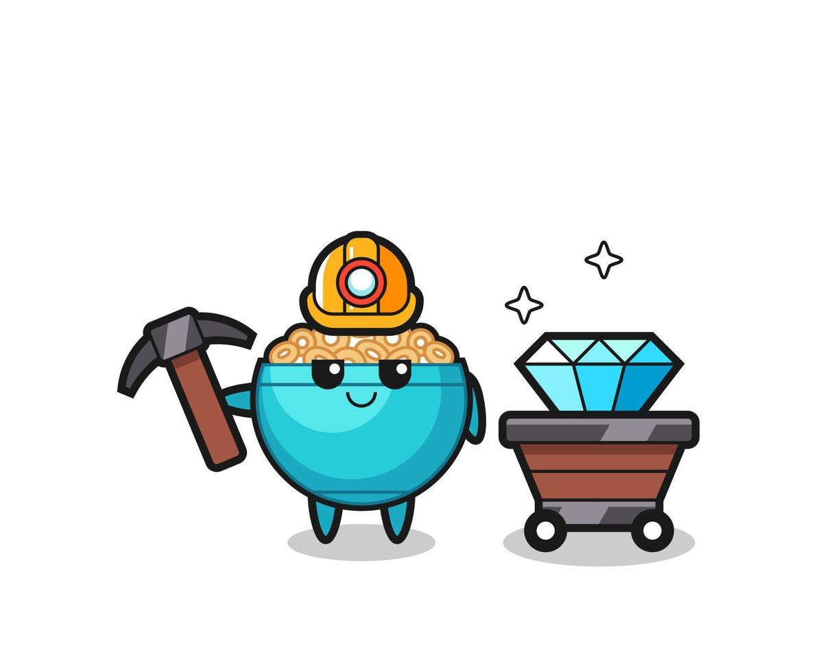 Character Illustration of cereal bowl as a miner vector