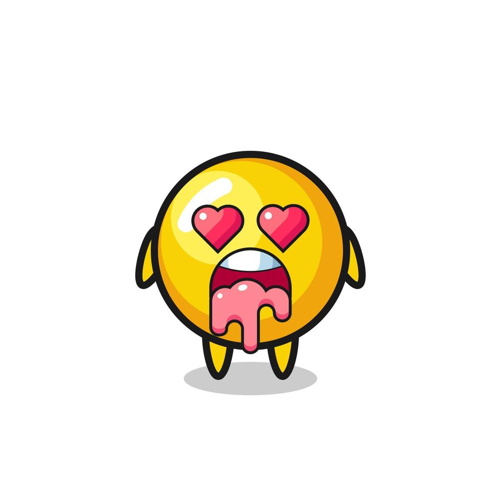 the falling in love expression of a cute egg yolk with heart shaped eyes vector