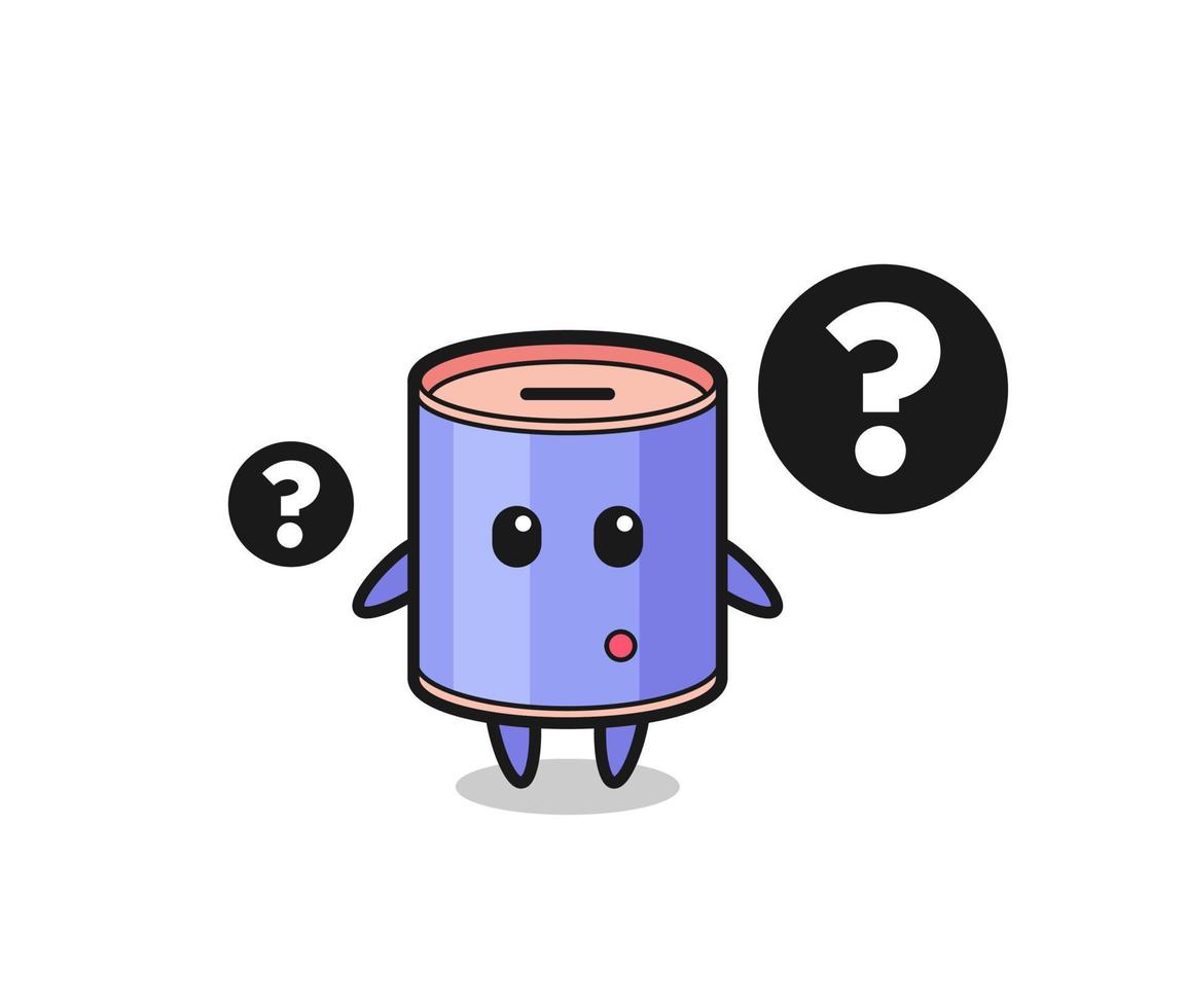 Cartoon Illustration of cylinder piggy bank with the question mark vector