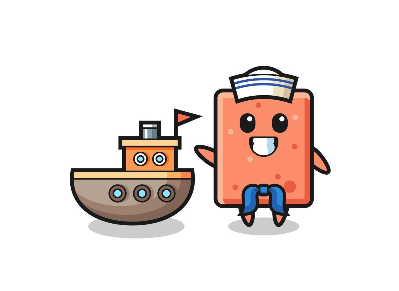 mascota de personaje de ladrillo como marinero vector