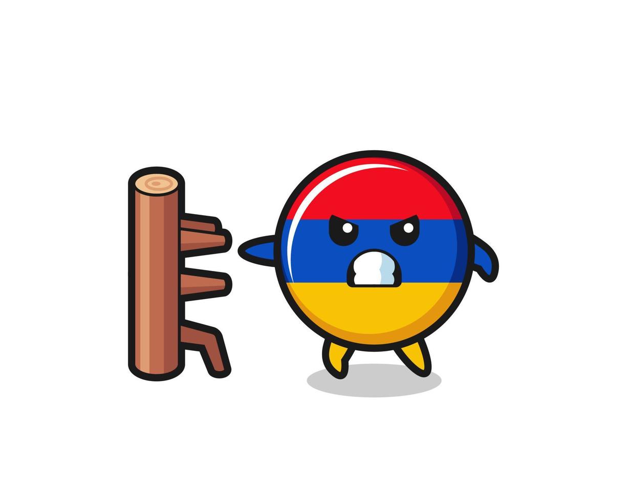 armenia flag cartoon illustration as a karate fighter vector