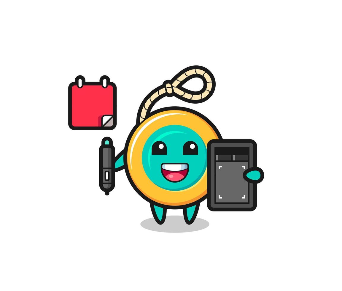 Illustration of yoyo mascot as a graphic designer vector