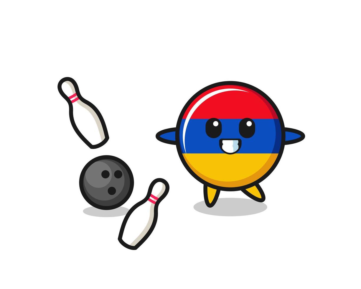 Character cartoon of armenia flag is playing bowling vector