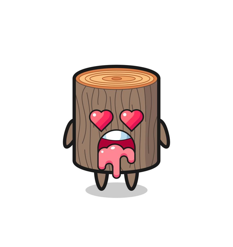 the falling in love expression of a cute tree stump with heart shaped eyes vector
