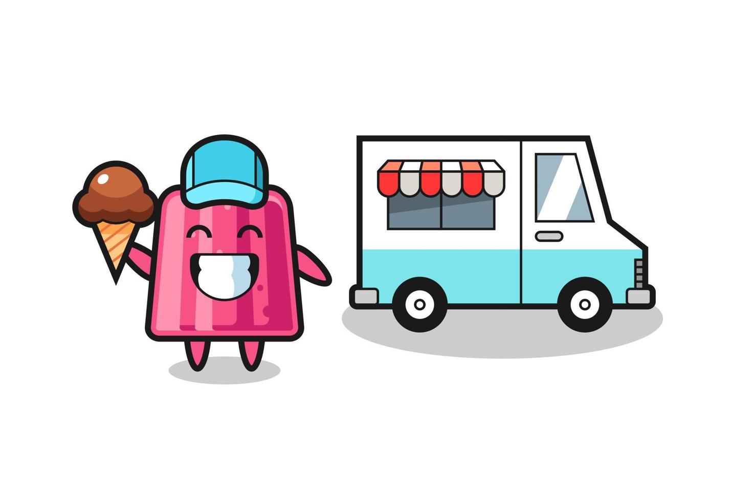 Mascot cartoon of jelly with ice cream truck vector