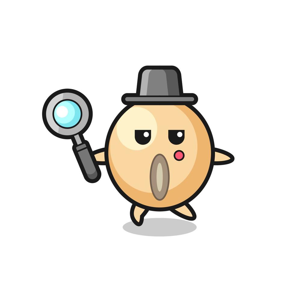 soy bean cartoon character searching with a magnifying glass vector