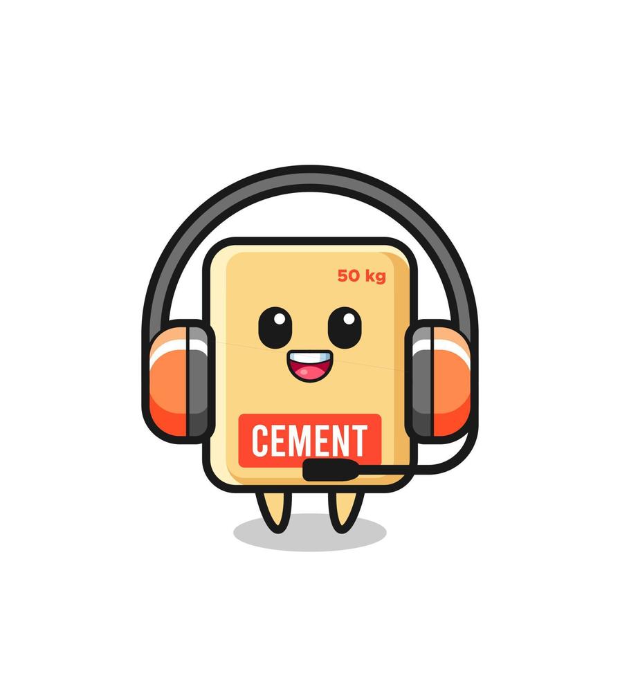 Cartoon mascot of cement sack as a customer service vector