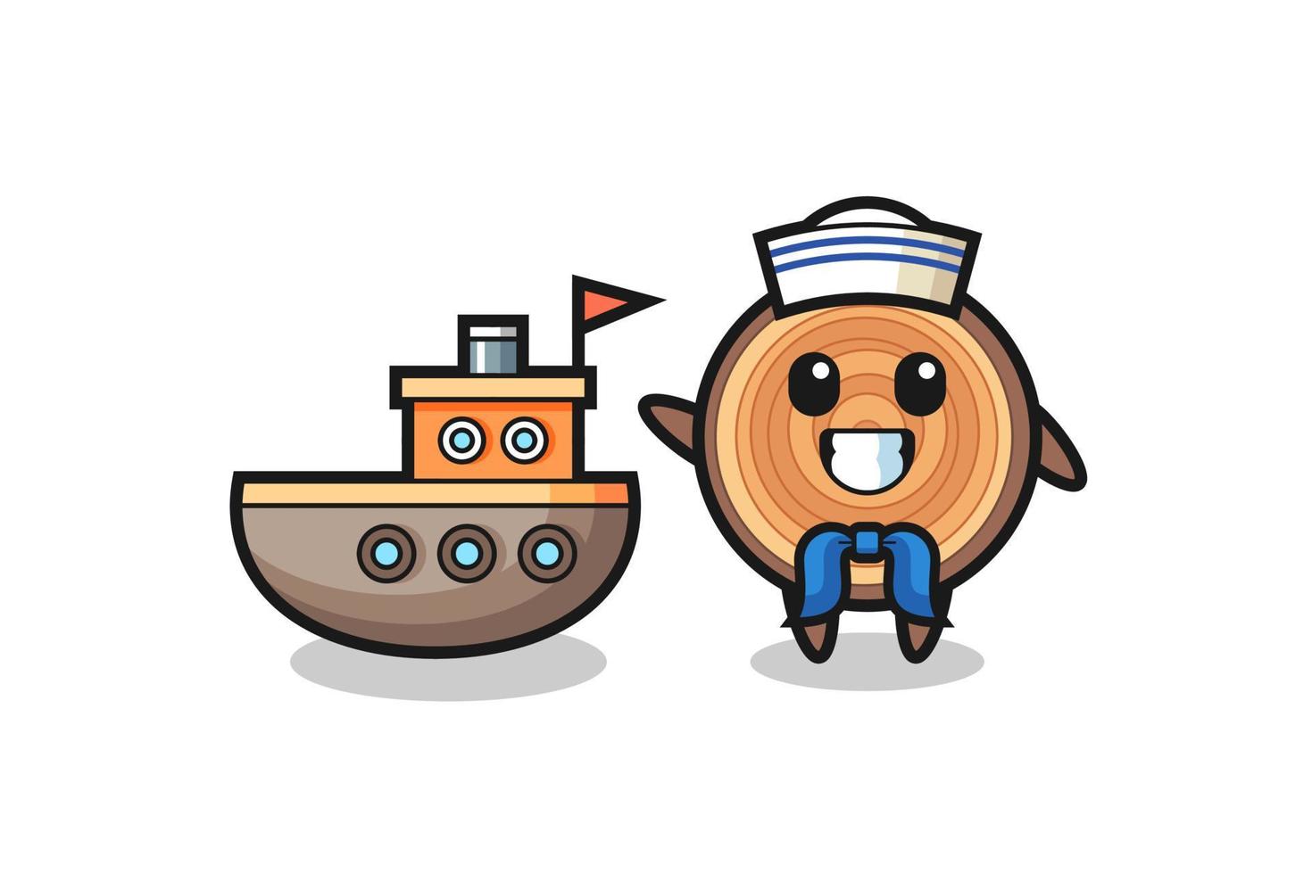 Character mascot of wood grain as a sailor man vector