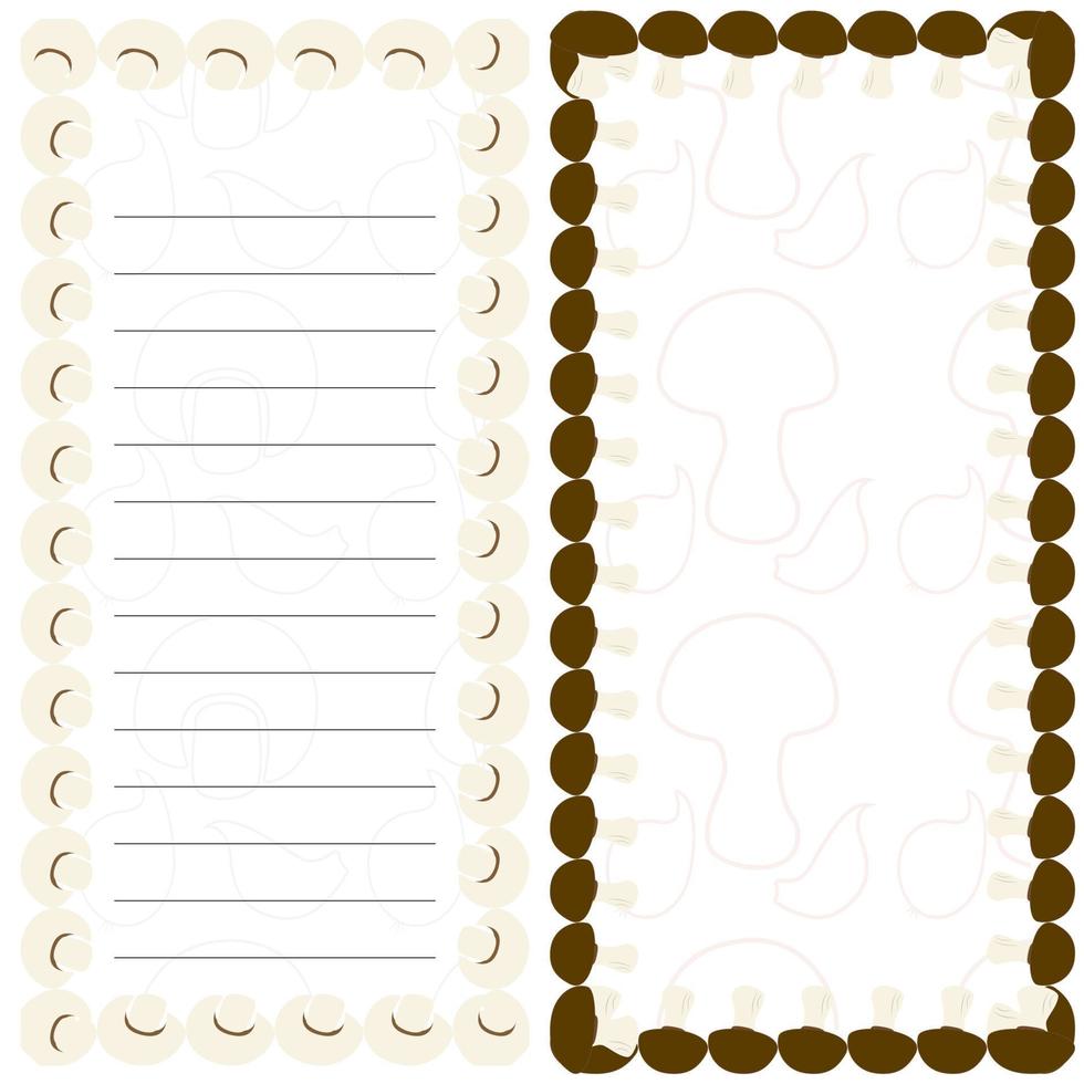 A set of two rectangular mushroom frames with an abstract background. vector