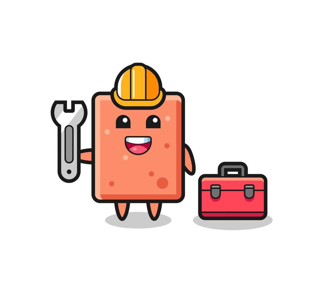 Mascot cartoon of brick as a mechanic vector