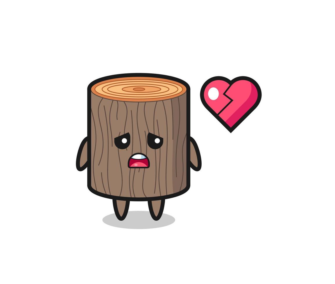 tree stump cartoon illustration is broken heart vector