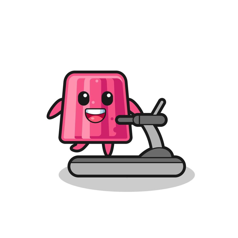 jelly cartoon character walking on the treadmill vector