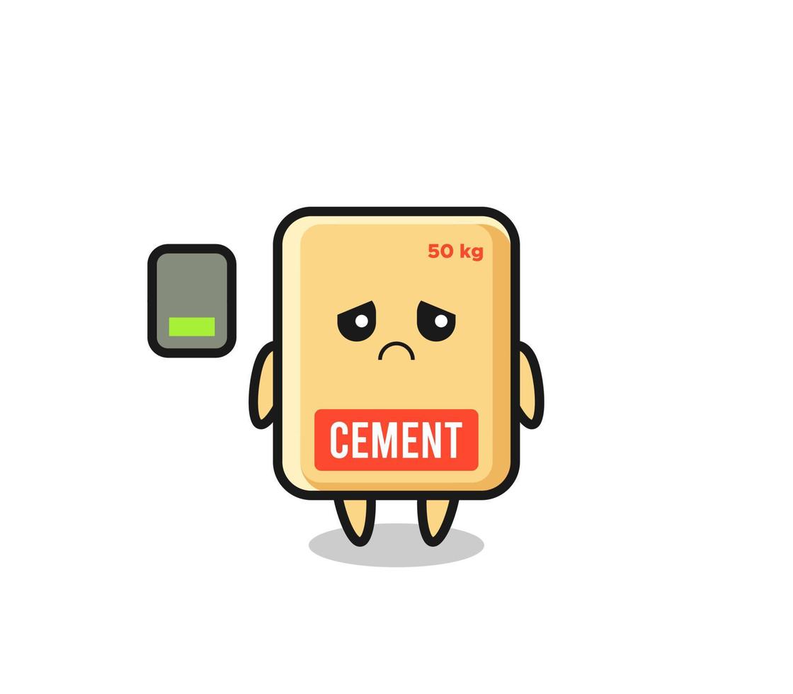 cement sack mascot character doing a tired gesture vector