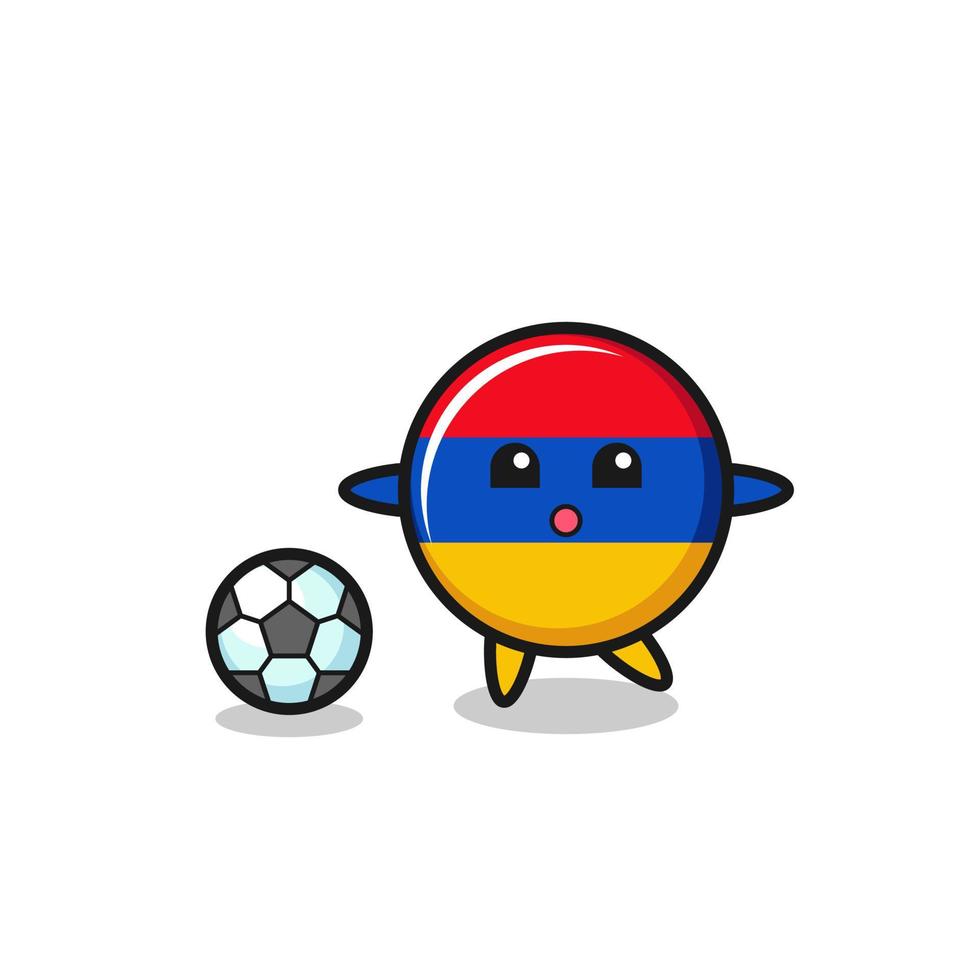 Illustration of armenia flag cartoon is playing soccer vector