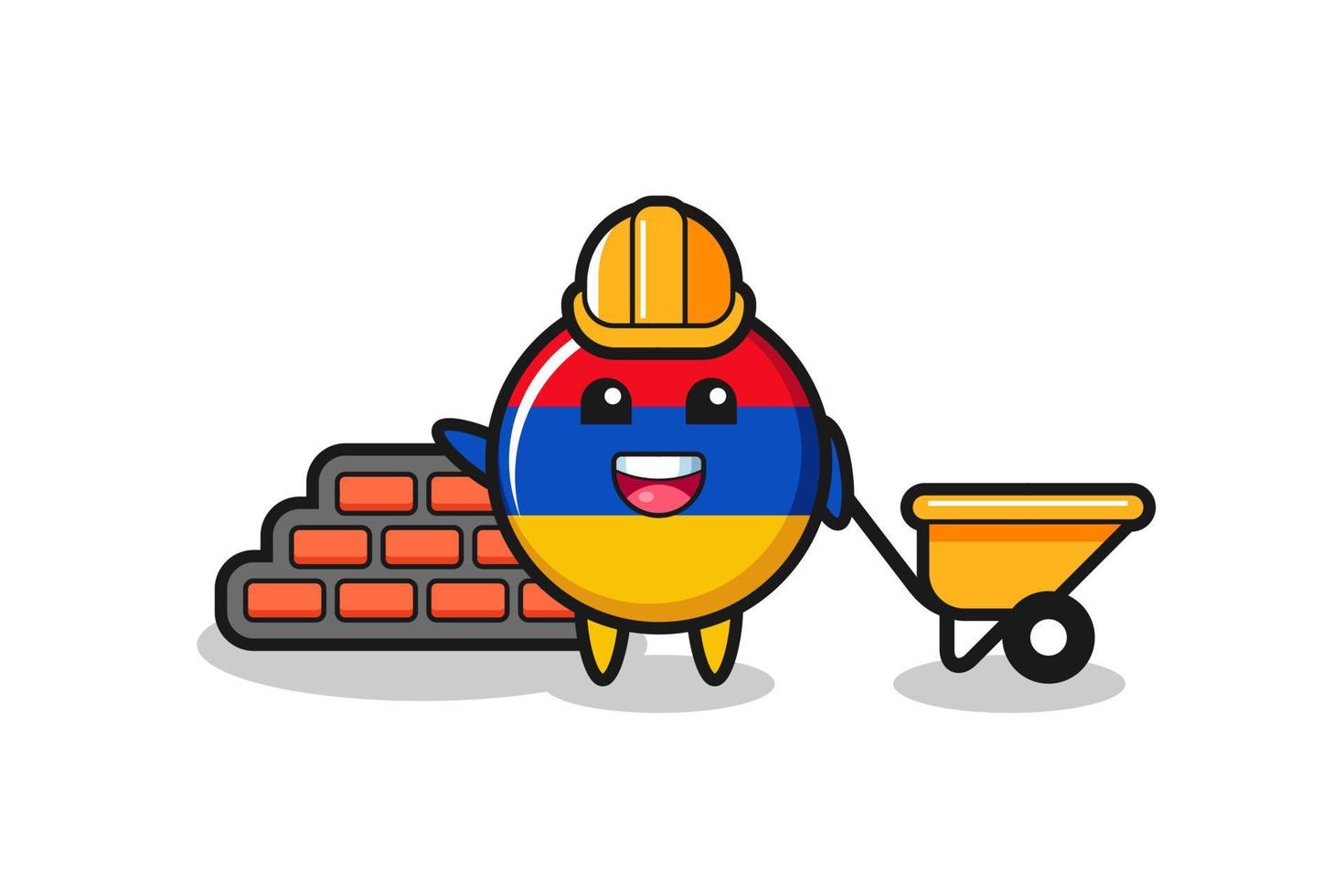 Cartoon character of armenia flag as a builder vector