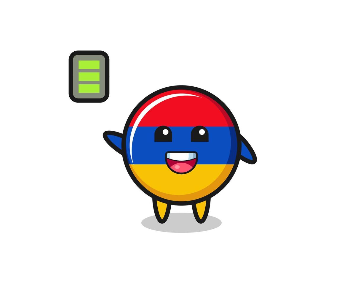 personaje de la mascota de la bandera de armenia con gesto enérgico vector