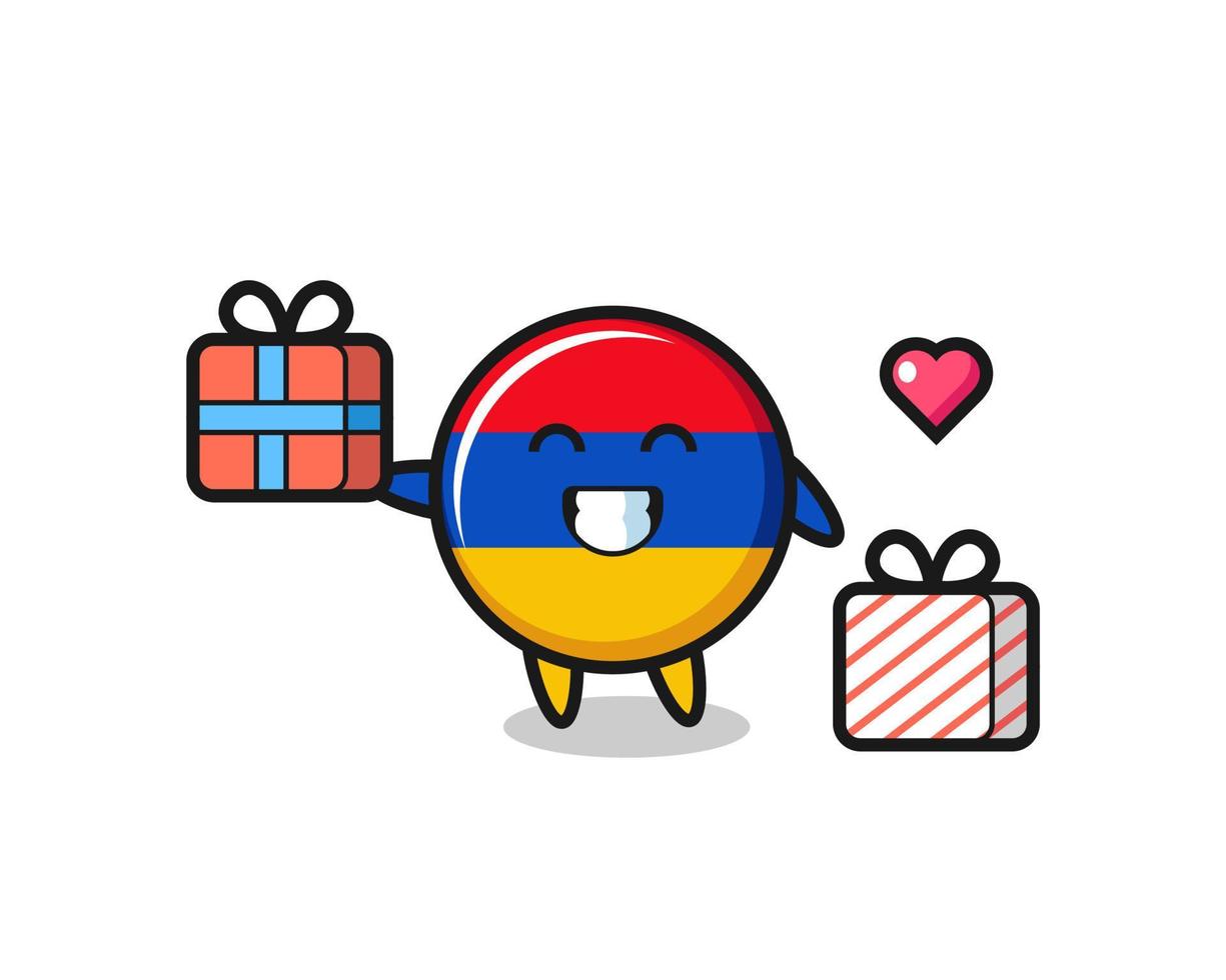 armenia flag mascot cartoon giving the gift vector