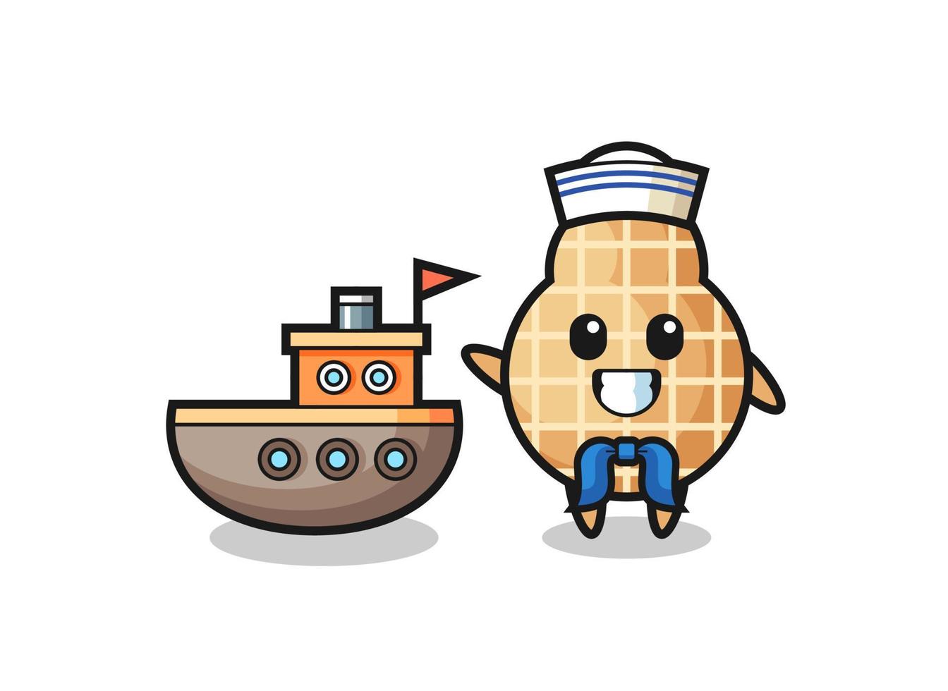 Character mascot of peanut as a sailor man vector