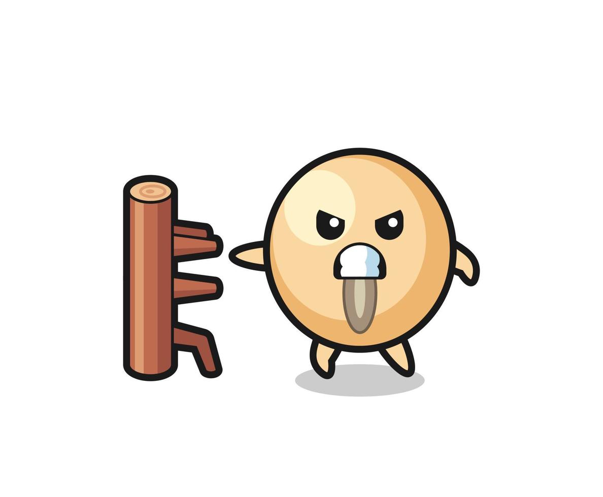 soy bean cartoon illustration as a karate fighter vector