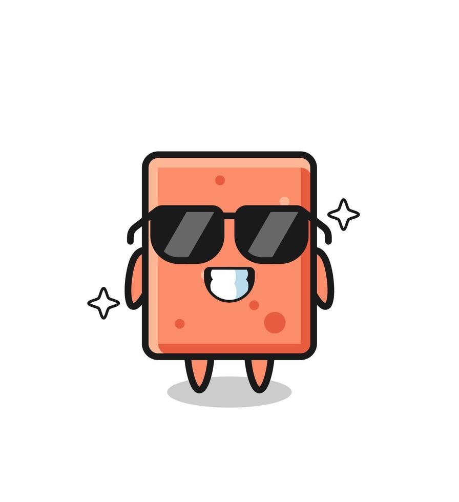 Cartoon mascot of brick with cool gesture vector