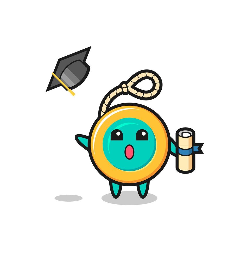 Illustration of yoyo cartoon throwing the hat at graduation vector