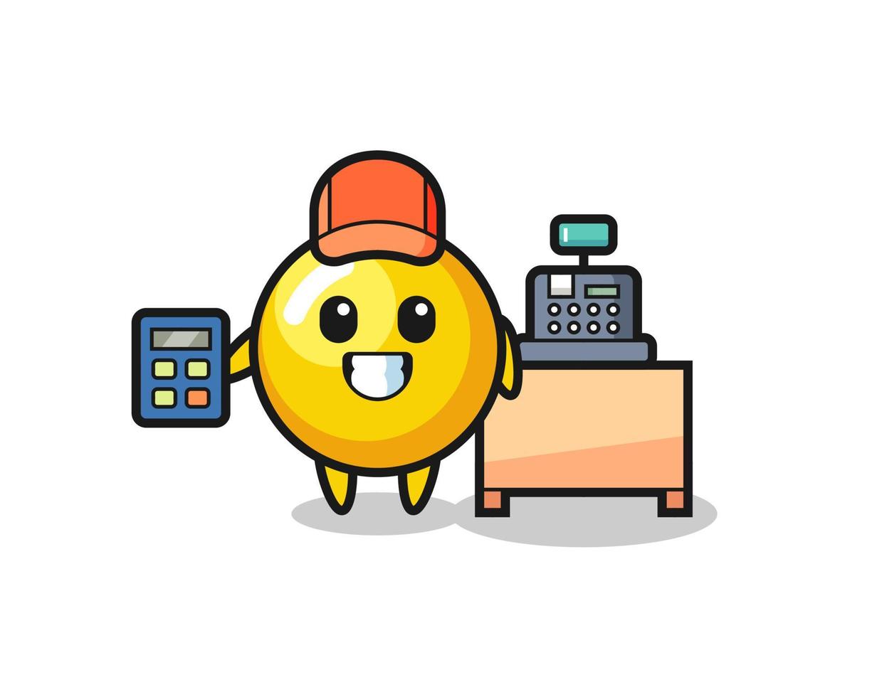 Illustration of egg yolk character as a cashier vector
