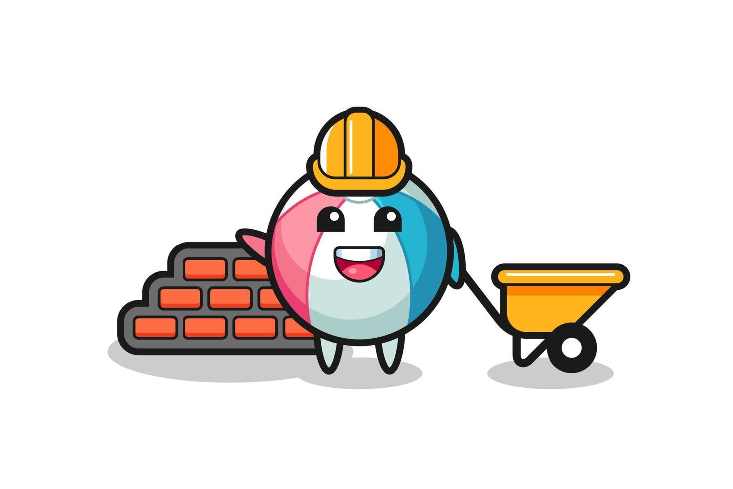 Cartoon character of beach ball as a builder vector