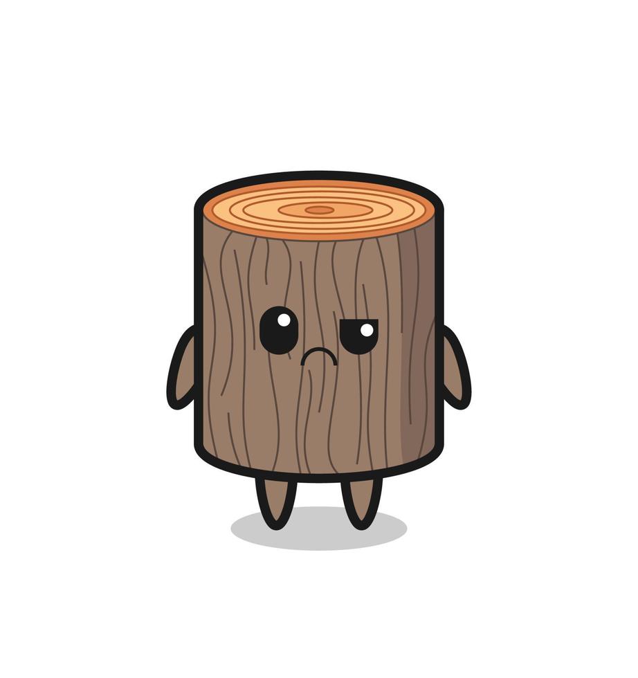 the mascot of the tree stump with sceptical face vector