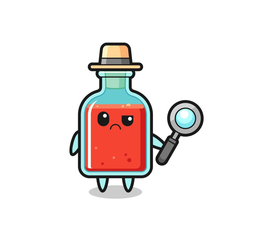 the mascot of cute square poison bottle as a detective vector