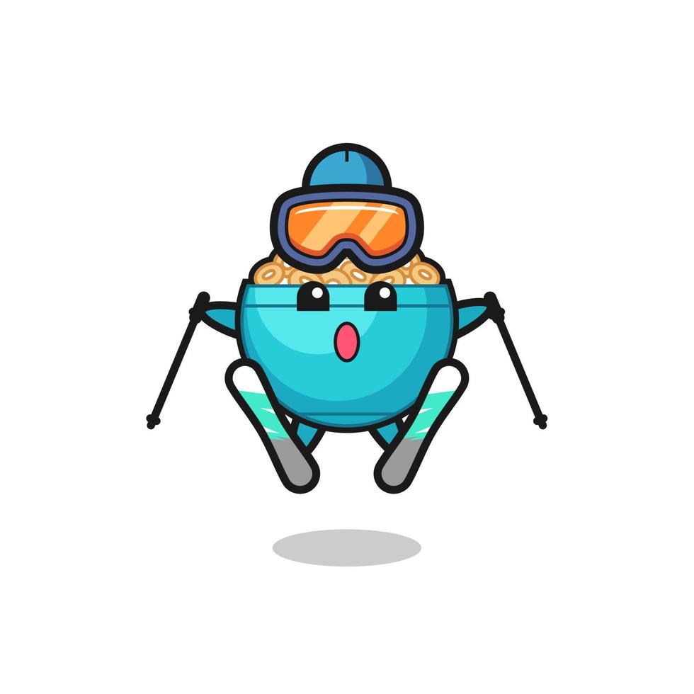 cereal bowl mascot character as a ski player vector