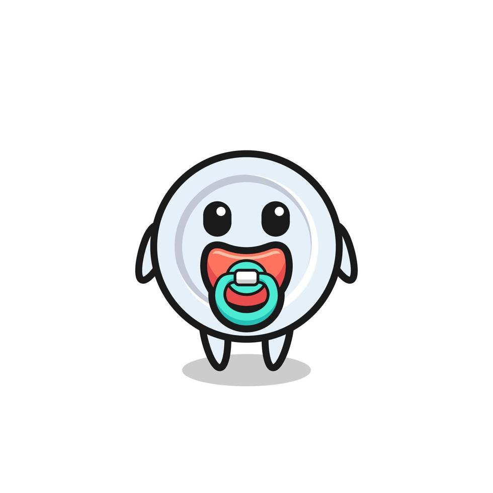 baby plate cartoon character with pacifier vector
