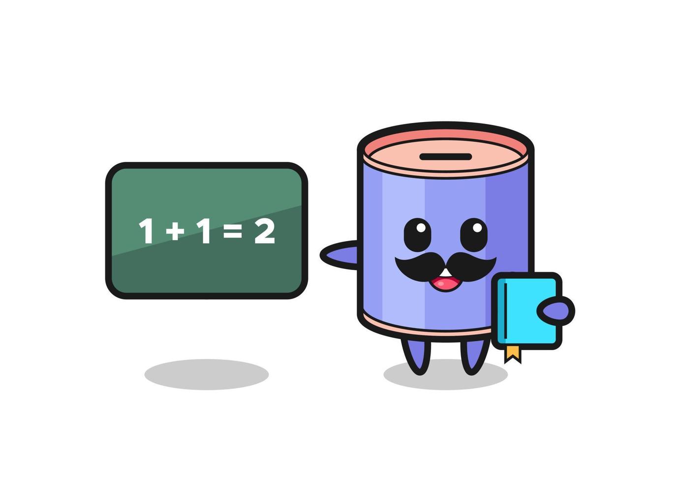 Illustration of cylinder piggy bank character as a teacher vector