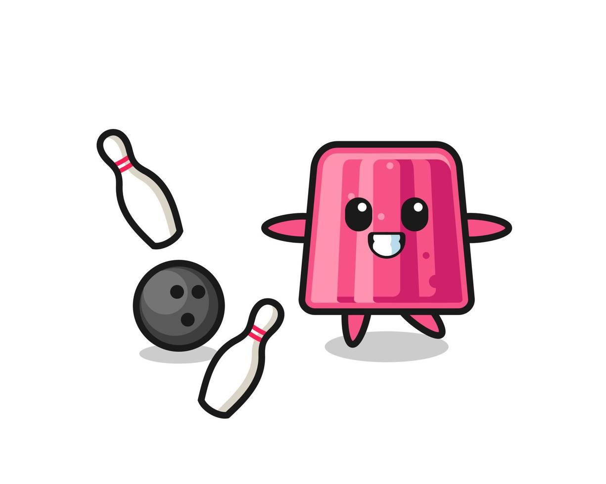 Character cartoon of jelly is playing bowling vector