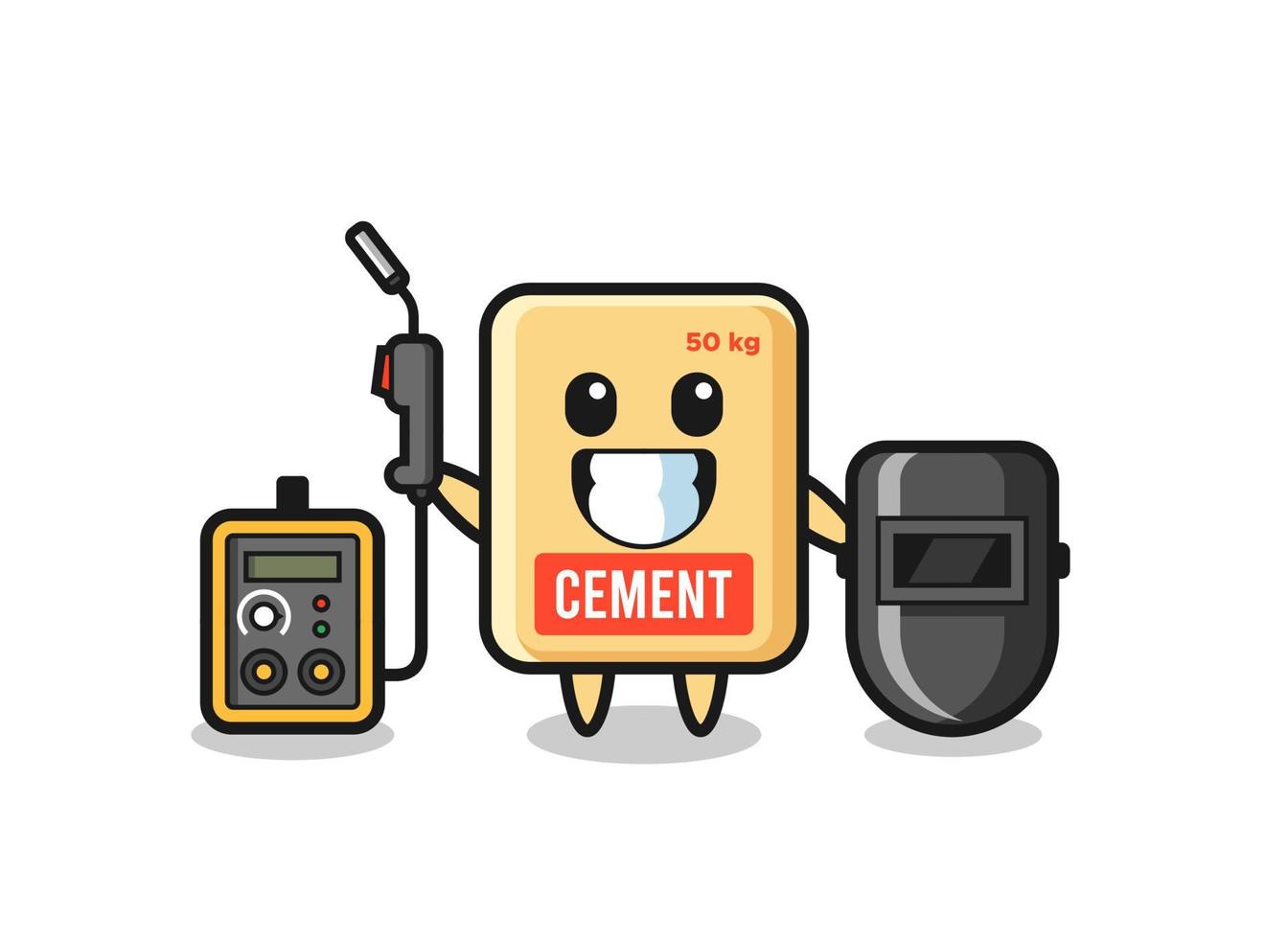 Character mascot of cement sack as a welder vector