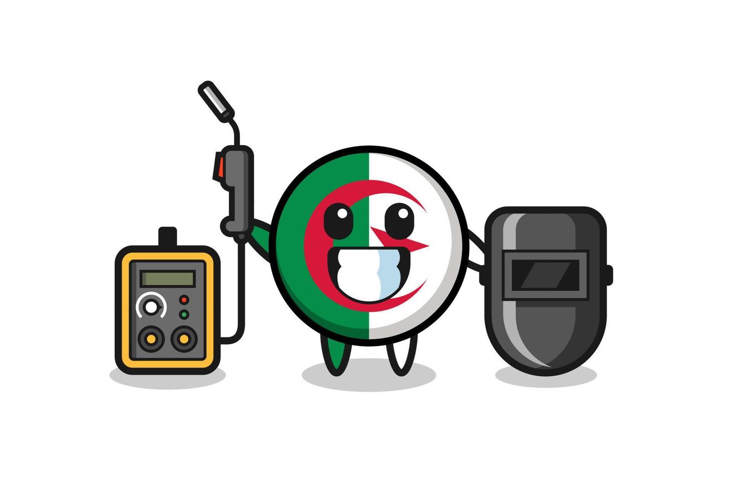 mascota del personaje de la bandera de argelia como soldador vector